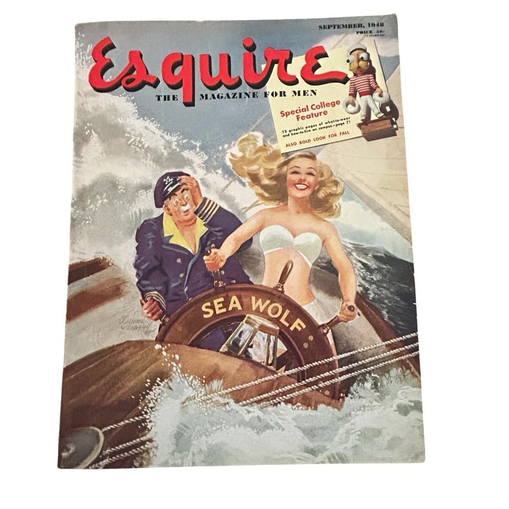 Vtg Esquire Magazine September 1948 Sea Wolf Al Moore Centerfold Campus Issue‎